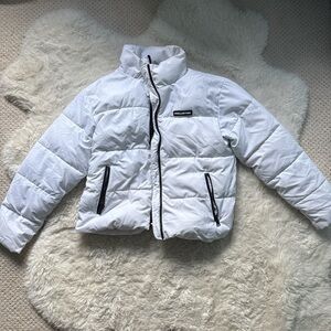 Hollister Kids White Puffer Jacket